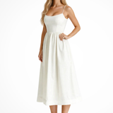 Women's A Line Midi Dress Spaghetti Strap Wedding Guest Ascot