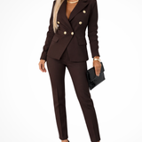Women's Double Breasted Trouser Suit Set Tailored Blazer