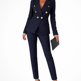 Women's Double Breasted Trouser Suit Set Tailored Blazer