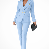 Women's Double Breasted Trouser Suit Set Tailored Blazer