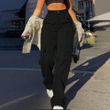 Women's High-Waist Relaxed Fit Cargo Trousers - Soft Woven Texture