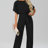 Women's Jumpsuit - Tie Waist Design and Wide Leg Detail