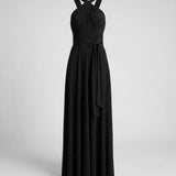 Women's Multiway Wrap Maxi Dress - V-Neck and Versatile Tie Design