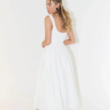Women’s Square Neck Midi Dress – Flared A-Line