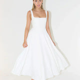 Women’s Square Neck Midi Dress – Flared A-Line