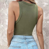Women’s Tank Top with Built-in Bra - Ribbed Texture