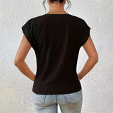 Kaizo Women's V-Neck Short Sleeved Top - Draped Front Style