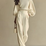 Kaizo Women’s Knit Two Piece Set – Crew Neck & High Waist Set