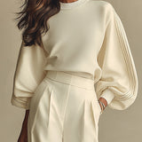 Kaizo Women’s Knit Two Piece Set – Crew Neck & High Waist Set