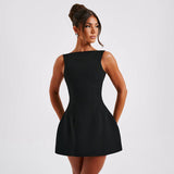 Sleeveless A-Line Mini Dress – Open Back Elegant Party Dress