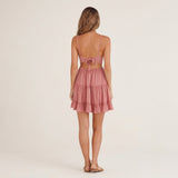 Ruffle Strap Mini Dress with V Neck and Tiered Skirt