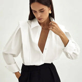 Women's boxy shirt with multiple buttons