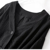 Cotton Linen Blouse Batwing Sleeves Button Detail