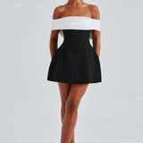 Off Shoulder Bow Back Mini Dress – Flared Party Dress