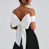 Off Shoulder Bow Back Mini Dress – Flared Party Dress