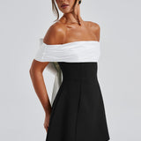 Off Shoulder Bow Back Mini Dress – Flared Party Dress