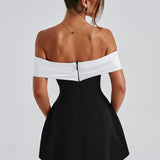 Off Shoulder Bow Back Mini Dress – Flared Party Dress