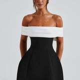 Off Shoulder Bow Back Mini Dress – Flared Party Dress