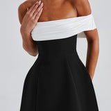 Off Shoulder Bow Back Mini Dress – Flared Party Dress