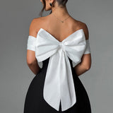 Off Shoulder Bow Back Mini Dress – Flared Party Dress