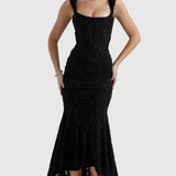 Mira – sleeveless Lace Maxi Dress with Scalloped Hem