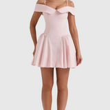 Tara – seamless Mini Dress with Sculpted Cut in Black Pink and Red