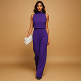 Women's Halter Neck Wide Leg Jumpsuit – High Waist Sleeveless Jumpsuit