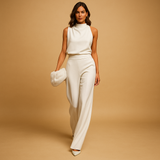 Women's Halter Neck Wide Leg Jumpsuit – High Waist Sleeveless Jumpsuit