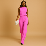Women's Halter Neck Wide Leg Jumpsuit – High Waist Sleeveless Jumpsuit