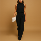 Women's Halter Neck Wide Leg Jumpsuit – High Waist Sleeveless Jumpsuit