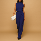 Women's Halter Neck Wide Leg Jumpsuit – High Waist Sleeveless Jumpsuit