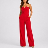 Women’s Elegant Strapless Wide-Leg Jumpsuit