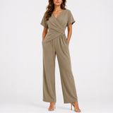 Women’s Elegant Wrap Jumpsuit Two-Piece Set