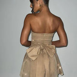 Strapless Glitter Tulle Mini Dress – Flared A-Line Party Dress
