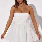 Strapless Tulle Mini Dress – Flared A-Line Party Dress