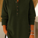 Ribbed Button Detail Tunic