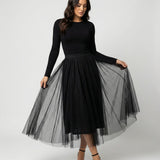 Women's High Waisted Midi Skirt - Soft Layered Tulle Style
