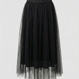 Women's High Waisted Midi Skirt - Soft Layered Tulle Style