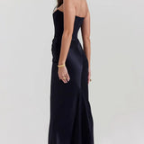 Strapless Ruched Bodycon Maxi Dress – Elegant Evening Gown