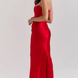 Strapless Ruched Bodycon Maxi Dress – Elegant Evening Gown