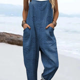 Relaxed Wide-Leg Jumpsuit Adjustable Straps Pockets