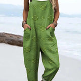 Relaxed Wide-Leg Jumpsuit Adjustable Straps Pockets