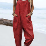 Relaxed Wide-Leg Jumpsuit Adjustable Straps Pockets
