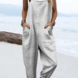 Relaxed Wide-Leg Jumpsuit Adjustable Straps Pockets