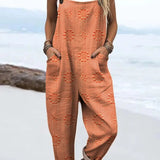 Relaxed Wide-Leg Jumpsuit Adjustable Straps Pockets