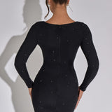 Sheer Long Sleeve Mini Dress – Elegant Fitted Party Dress