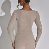 Sheer Long Sleeve Mini Dress – Elegant Fitted Party Dress