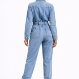 Vespera Womens Denim Jumpsuit