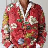 Women's Floral Print Quilted Cardigan Open Front