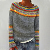 Women's Nordic Jumper Boat Neck Relaxed Fit Multicolour